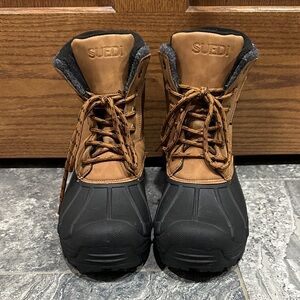 Suedi Men's Waterproof Brown and Black Snow Boots